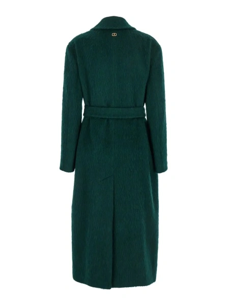 Palton TWINSET verde din amestec de lana