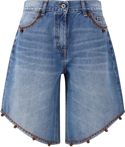 Pantaloni Bermuda Shorts with embroidered edges and pom pom detailing