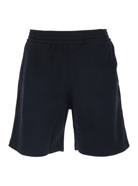 Pantaloni Black Bermuda Shorts with Elastic Waist and Logo Patch on the Back in Cotton Man