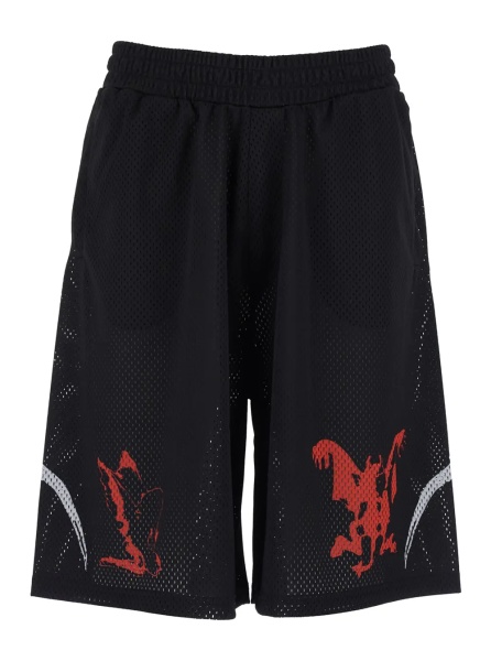 Pantaloni Black Shorts with perforated design and elasticated waist in tech fabric for men