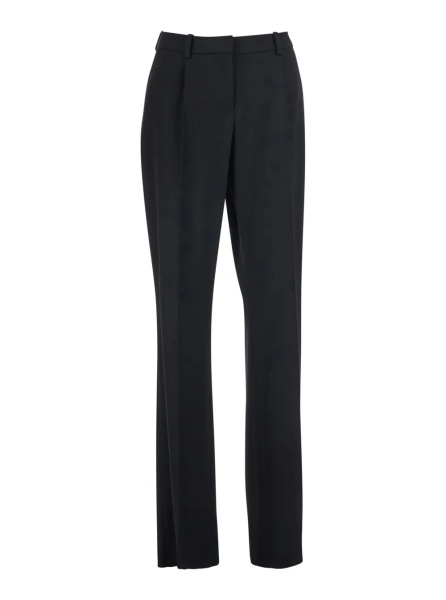 Pantaloni Black Straight-leg pants with Front Pleats in Wool for Women