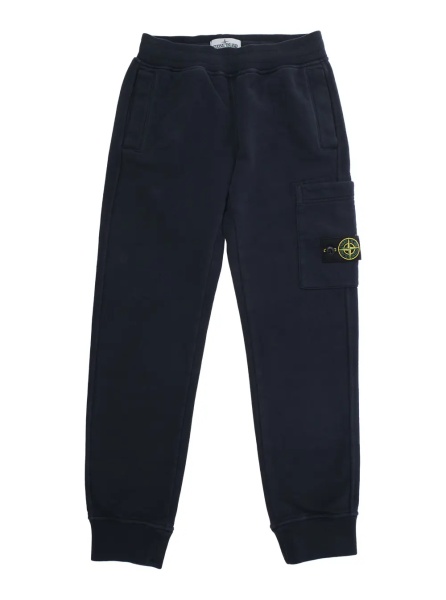 Pantaloni Blue Pants with Elastic Waist and Logo Patch on the Side in Cotton Boy