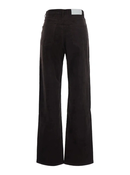 Pantaloni Brown pants with logo patch on the back and five-pocket design in corduroy for women