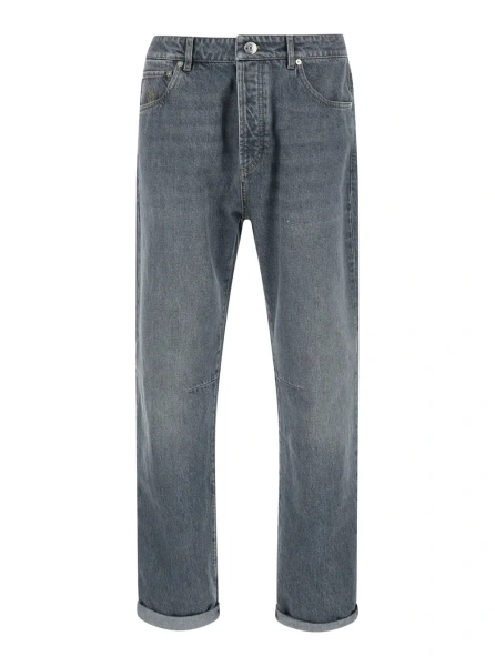 Pantaloni Brunello Cucinelli gri din denim