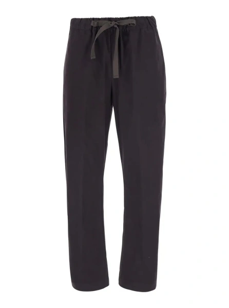 Pantaloni 'Buddy' Brown Pants with Elastic Drawstring Waist in Stretch Cotton for Women