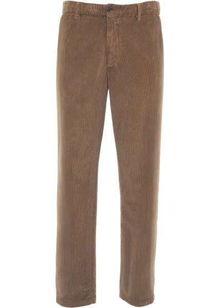 Pantaloni casual Briglia maro din catifea reiata