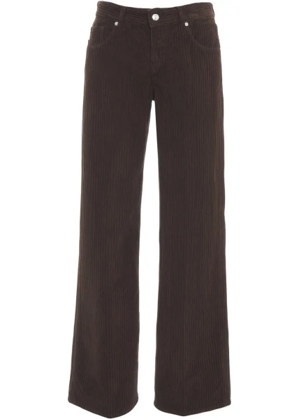 Pantaloni casual Nine in the morning maro din catifea reiata 'Rocio'