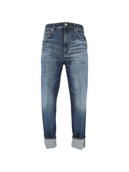 Pantaloni conici Dondup albastri