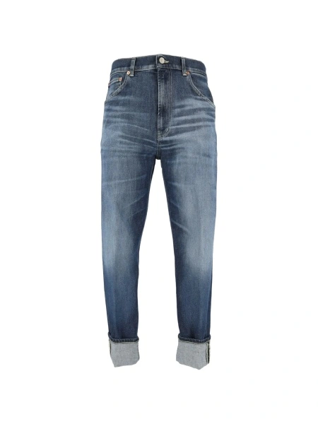 Pantaloni conici Dondup albastri