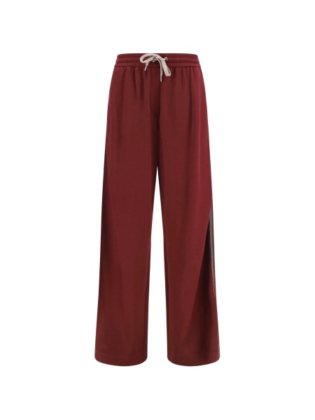 Pantaloni de trening Brunello Cucinelli rosii din bumbac si poliamida