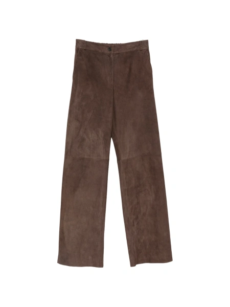 Pantaloni drepti ANTONELLI FIRENZE maro din piele intoarsa