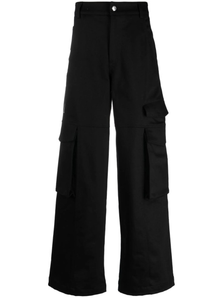 Pantaloni drepti GCDS negri din spandex/elastan si bumbac