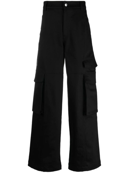 Pantaloni drepti GCDS negri din spandex/elastan si bumbac