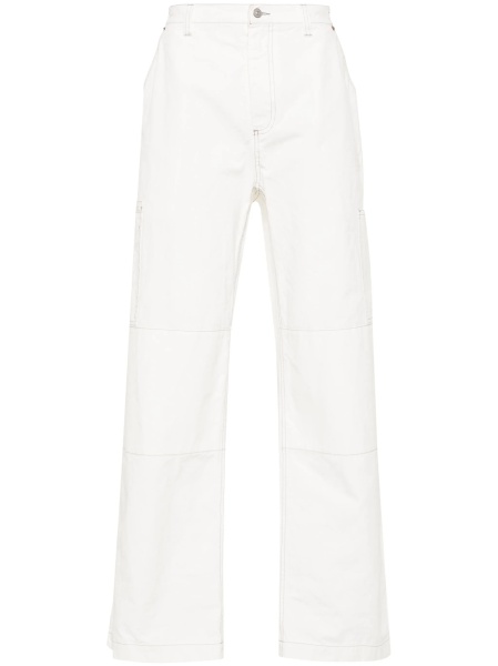 Pantaloni drepti MM6 Maison Margiela albi din bumbac