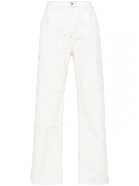 Pantaloni drepti MM6 Maison Margiela albi din bumbac