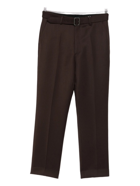 Pantaloni drepti MM6 Maison Margiela maro din lana si polyester