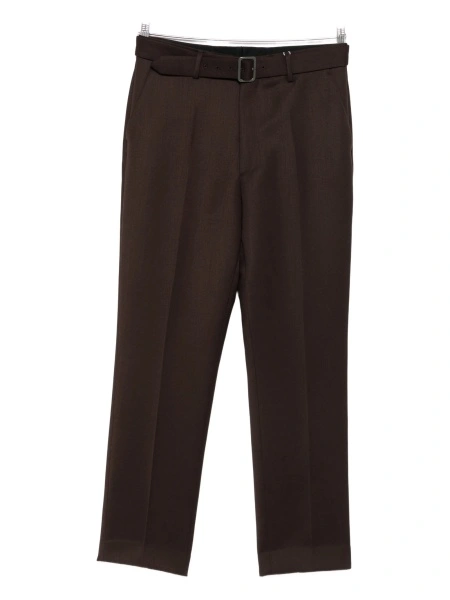 Pantaloni drepti MM6 Maison Margiela maro din lana si polyester
