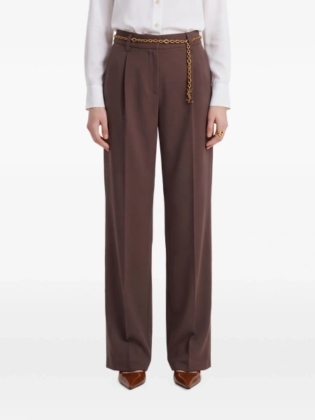 Pantaloni drepti SUTTON NEW YORK maro din vascoza si polyester