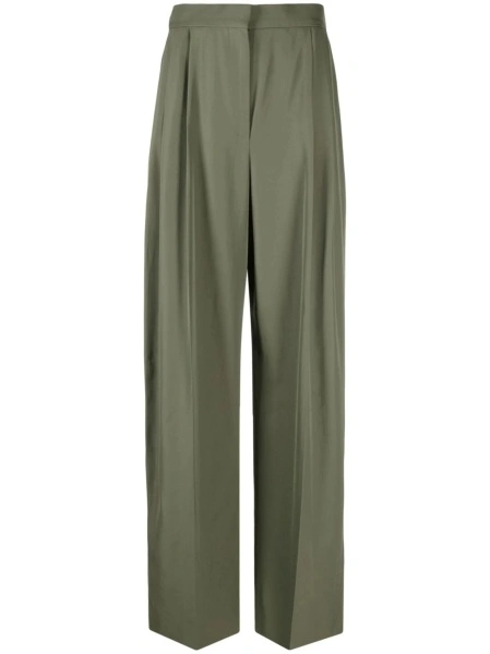 Pantaloni eleganti Alexander McQueen verzi din lana