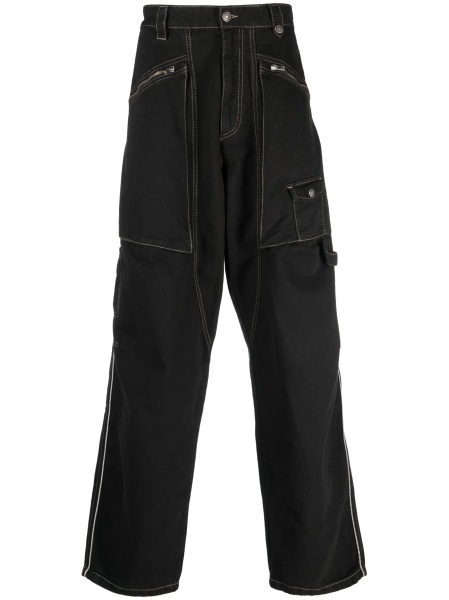 Pantaloni evazati Isabel Marant negri din bumbac si canepa