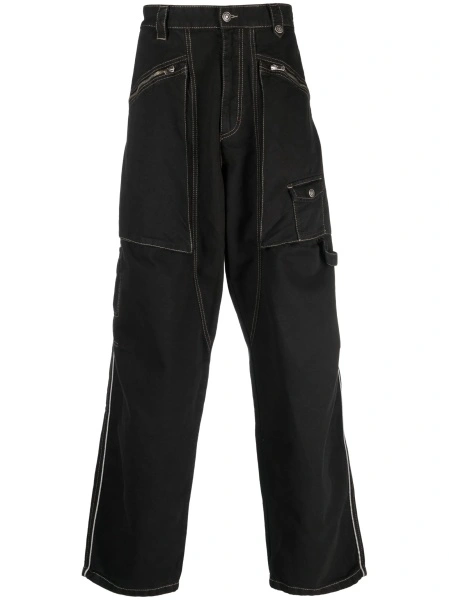 Pantaloni evazati Isabel Marant negri din bumbac si canepa