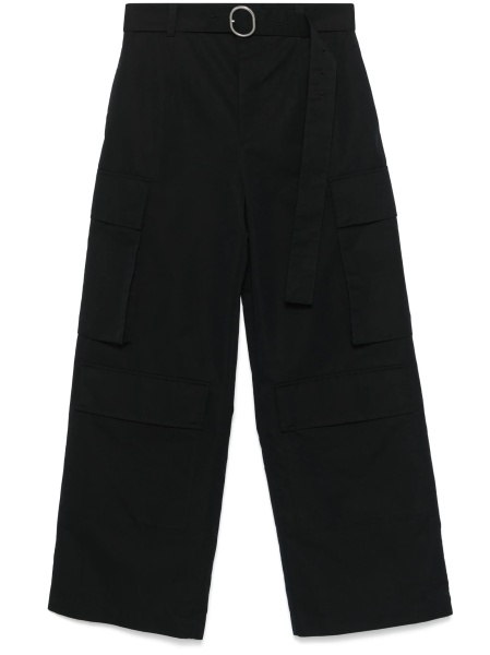 Pantaloni evazati Jil Sander negri din matase si bumbac
