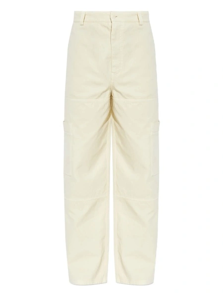 Pantaloni evazati Off-White neutri din bumbac
