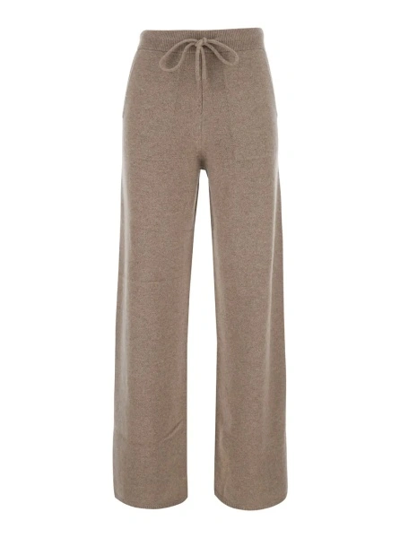 Pantaloni 'FIABE' Beige trousers with pockets and elasticated waist in cashmere women