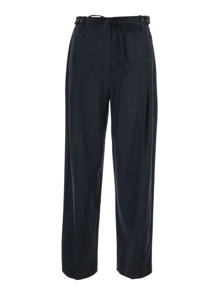 Pantaloni 'Fox' Gray Pants with front drawstring and button closure on the side in blend wool for women