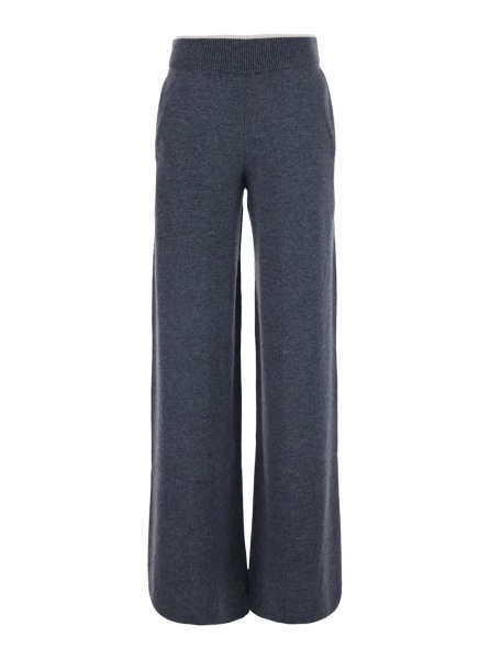Pantaloni Gray pants with elasticated waist and logo patch on the back in wool and cashmere for women