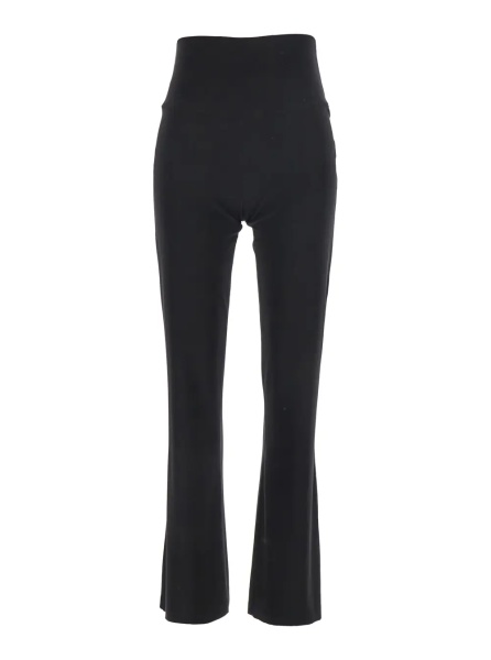 Pantaloni High-Waisted Boot Pants with Wide Leg in Black Tech Fabric for Women