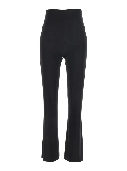 Pantaloni High-Waisted Boot Pants with Wide Leg in Black Tech Fabric for Women