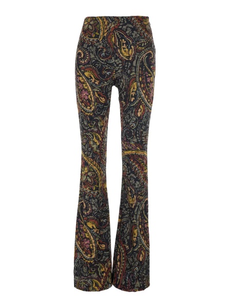 Pantaloni Multicolor Flared Leg Pants with All-Over Print in Tech Fabric for Women