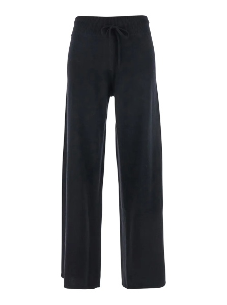 Pantaloni Pants 'Sofi' with elasticated waist and wide leg in black cashmere for women