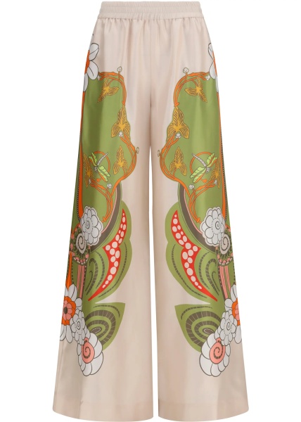 Pantaloni Printed silk palazzo Pants