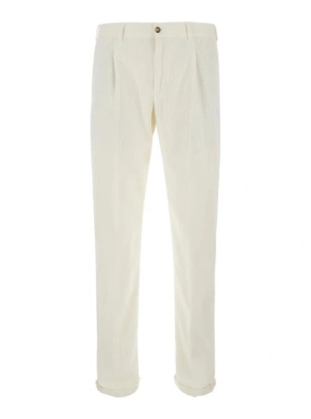 Pantaloni PT TORINO albi din catifea