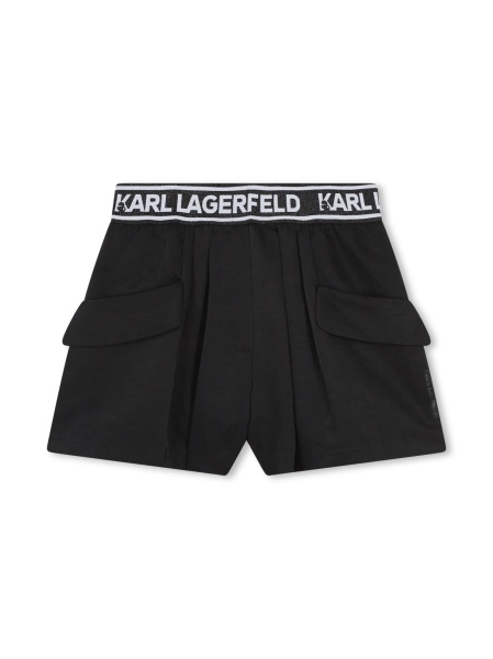 Pantaloni scurti Karl Lagerfeld negri din poliamida si bumbac