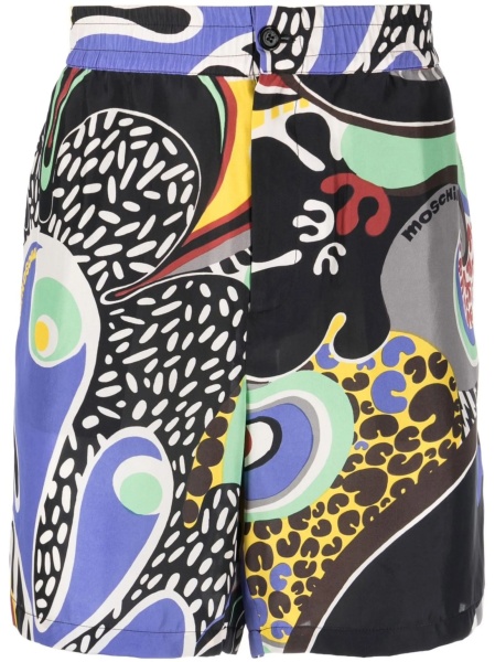 Pantaloni scurti Moschino negri din matase
