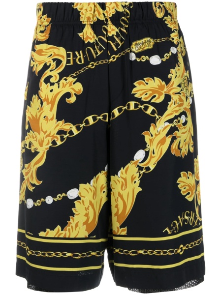 Pantaloni scurti Versace Jeans Couture negri din vascoza