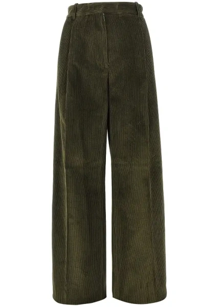 Pantaloni Single pleat wide leg corduroy pants