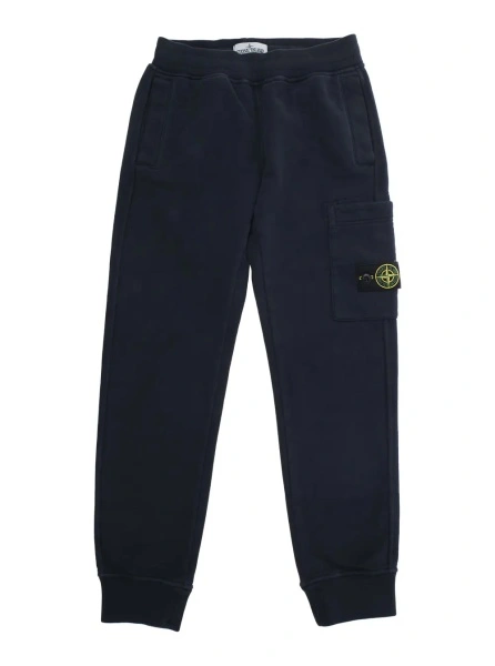 Pantaloni Stone Island albastri din bumbac