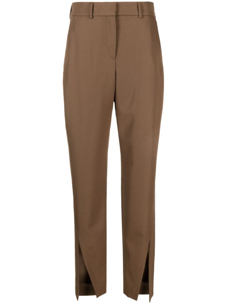 Pantaloni talie inalta Balmain maro din lana