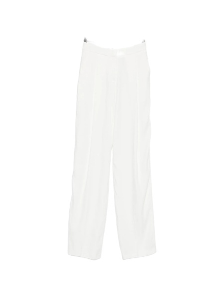Pantaloni talie inalta Elisabetta Franchi albi din vascoza si in