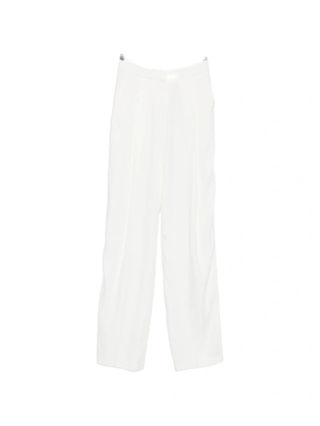 Pantaloni talie inalta Elisabetta Franchi albi din vascoza si in
