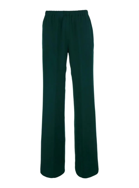 Pantaloni TIETE SATIN Pants with high waist and pockets in green for women