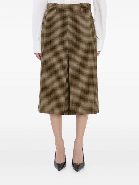 Pantaloni trei sferturi Saint Laurent maro din lana