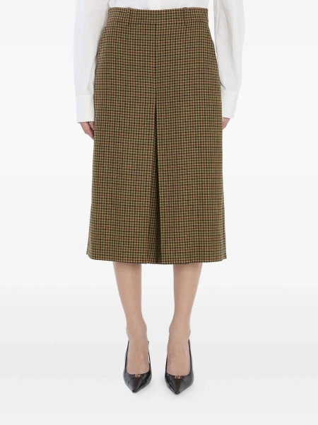 Pantaloni trei sferturi Saint Laurent maro din lana