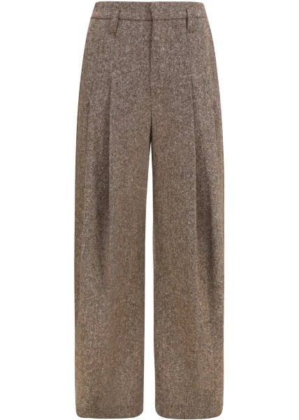 Pantaloni Virgin wool palazzo Pants with Monili detail