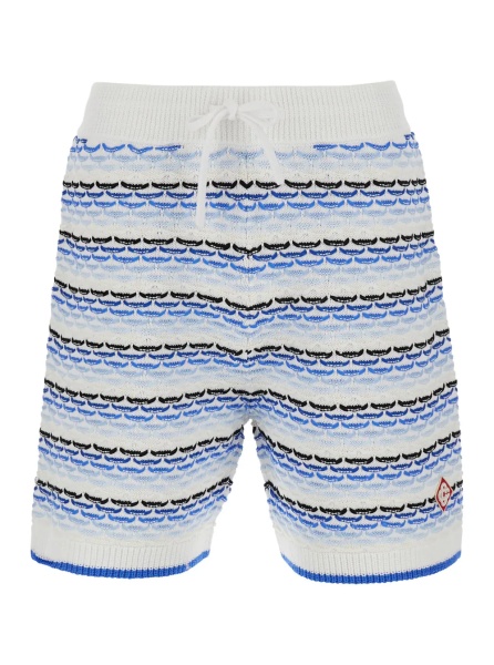 Pantaloni White and Blue Shorts with Braided Motif and Logo on the Front in Cotton Man