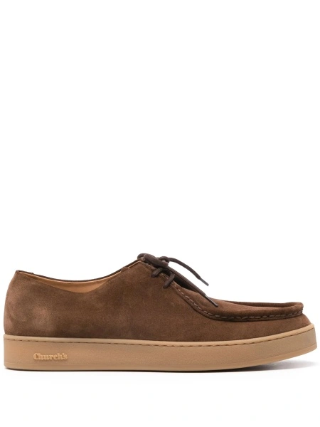 Pantofi Derby Church's maro din piele intoarsa